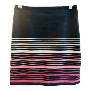 Loft Outlet Black and Pink Striped Pencil Skirt in 2P